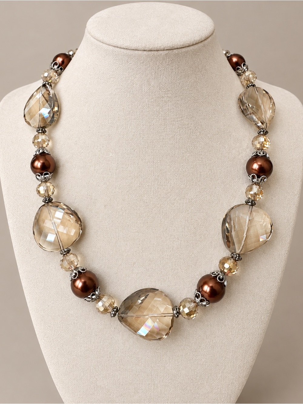 Faceted Champagne Bronze Statement Necklace Princeville Kauai